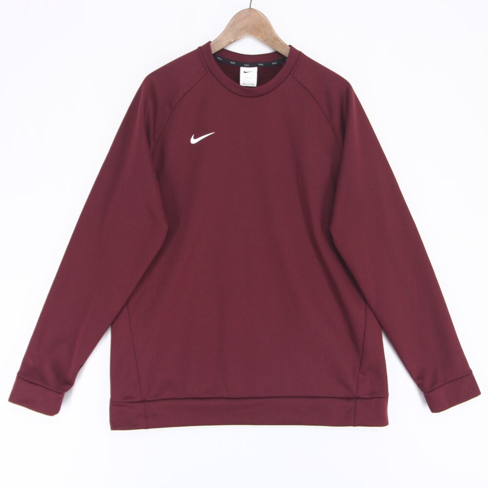 Nike Therma Crew Sweatshirt Mens L Maroon Dri Fit Fleece Pullover Raglan
